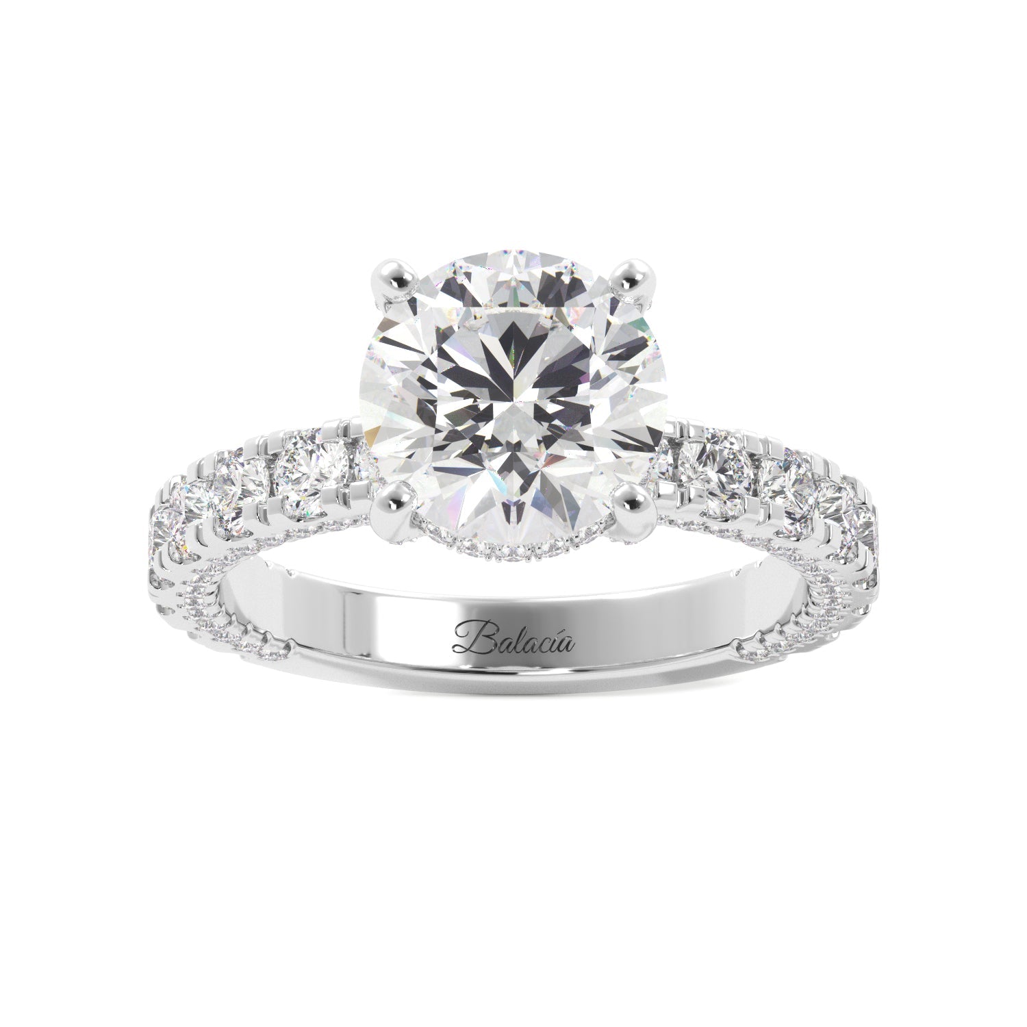 Round Iced Out Micropave Engagement Ring - Balacia