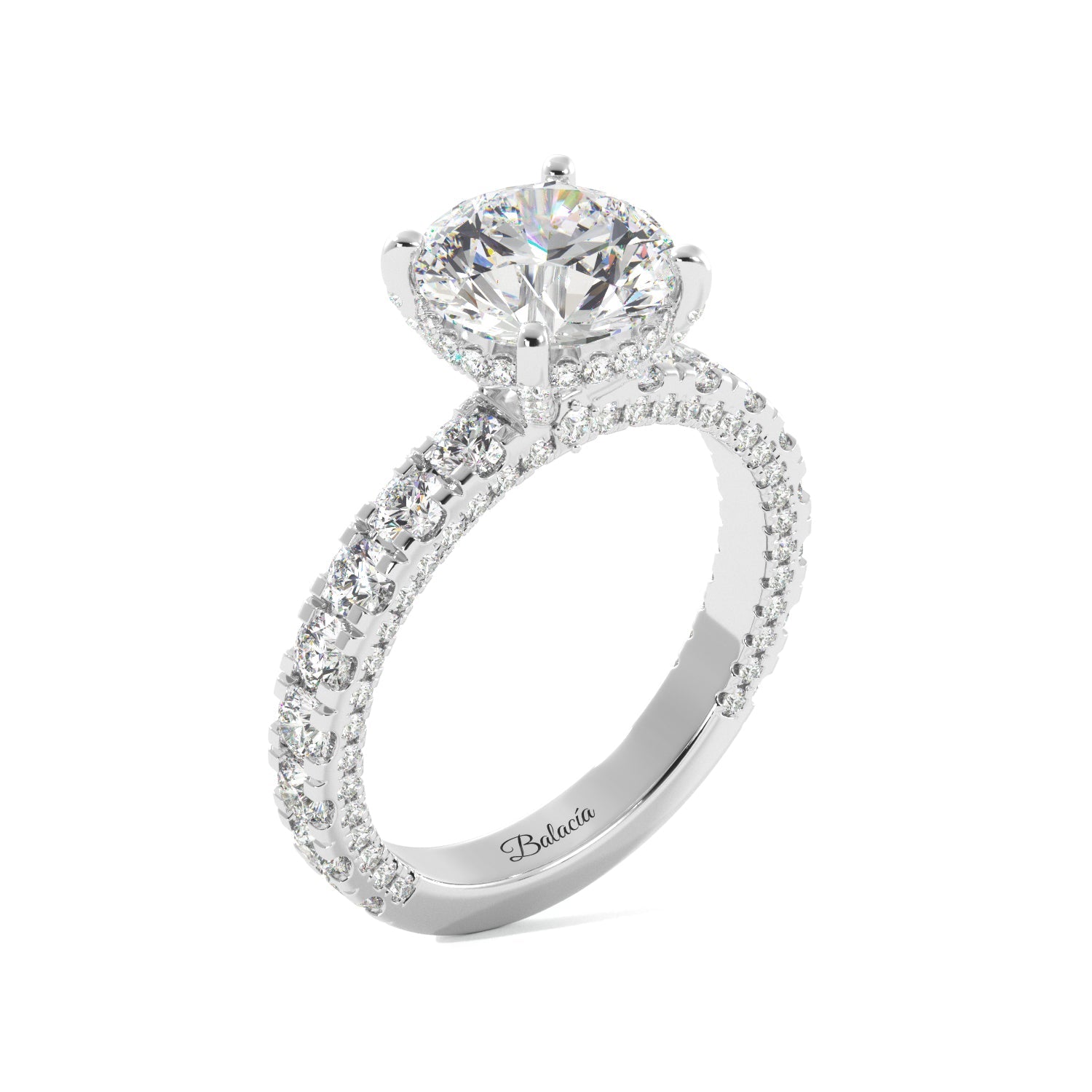 Round Iced Out Micropave Engagement Ring - Balacia