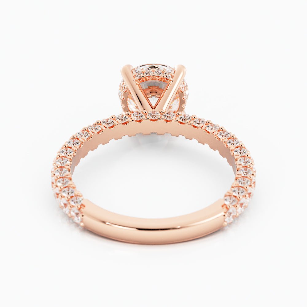 Round Moissanite Engagement Ring Four - Prong Setting Pavé - Set Band - Balacia