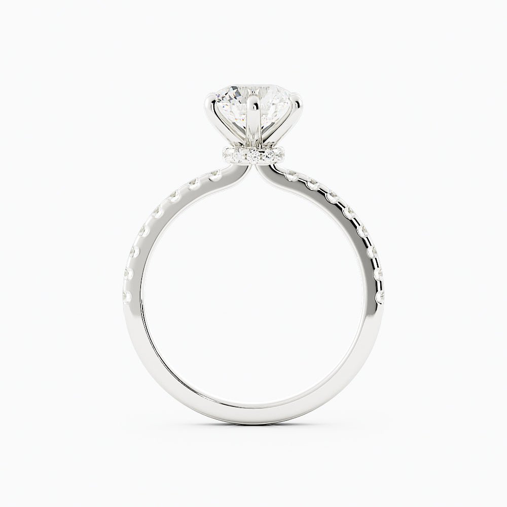 Round Moissanite Engagement Ring Six - Prong Setting Pavé - Set - Balacia