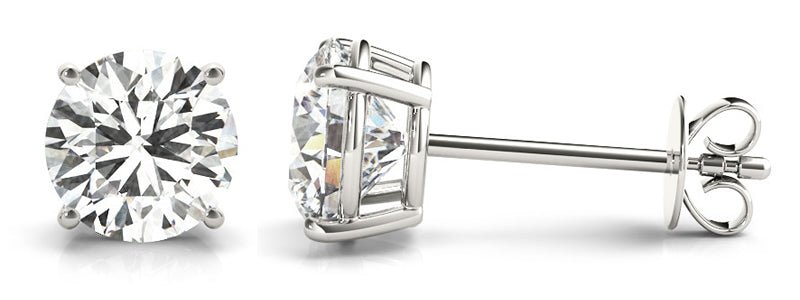 Round Moissanite Studs Earrings on Silver - Balacia