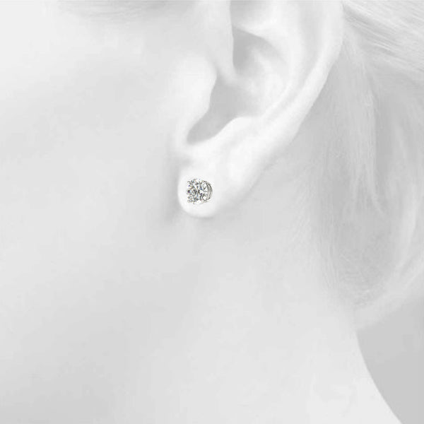 Round Moissanite Studs Earrings on Silver - Balacia