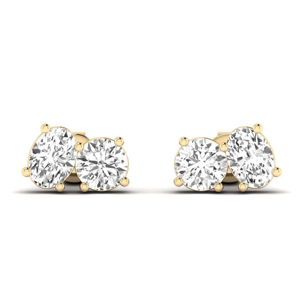 Round & Oval Diamond Toi et Moi Earrings - Balacia