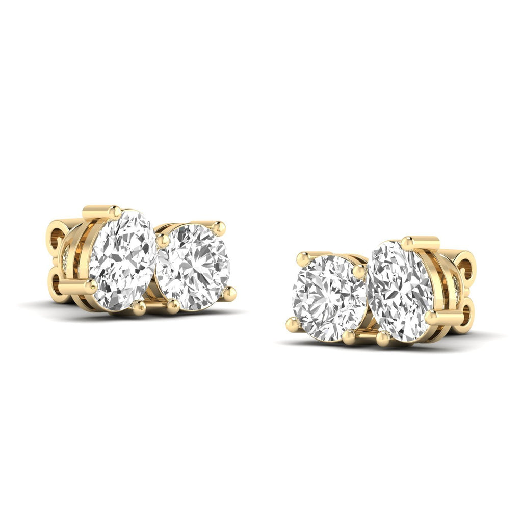 Round & Oval Diamond Toi et Moi Earrings - Balacia