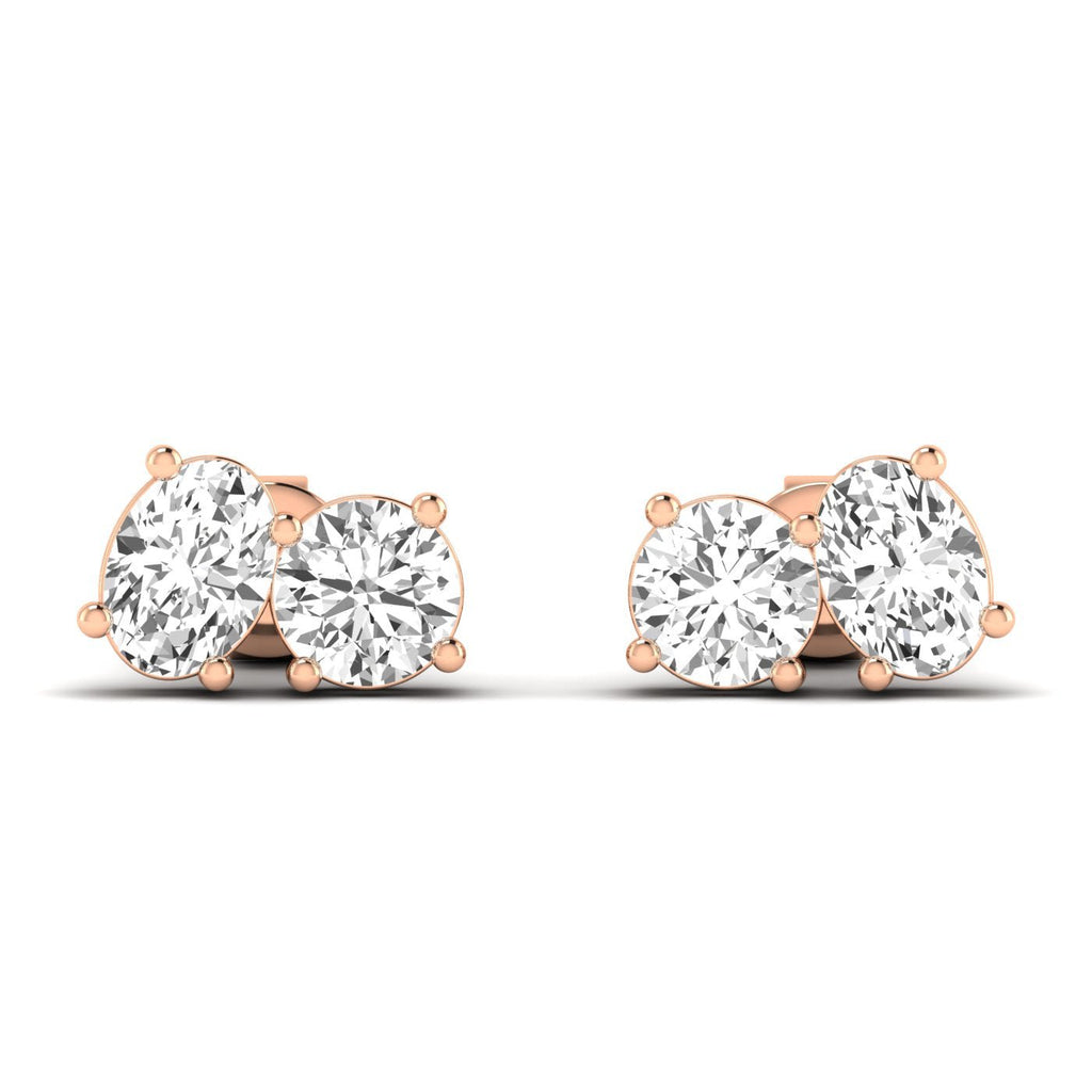 Round & Oval Diamond Toi et Moi Earrings - Balacia