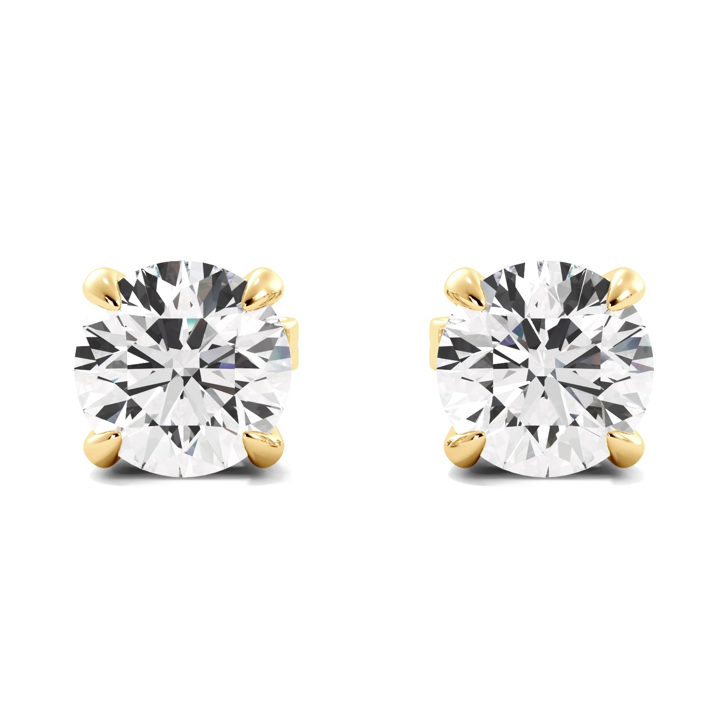 round lab diamond studs gold