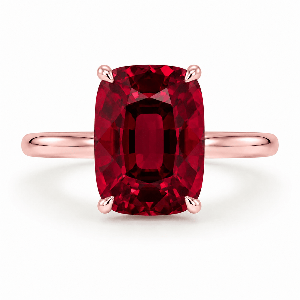 Ruby Elongated Cushion Cut Diamond Engagement Ring Rose Gold