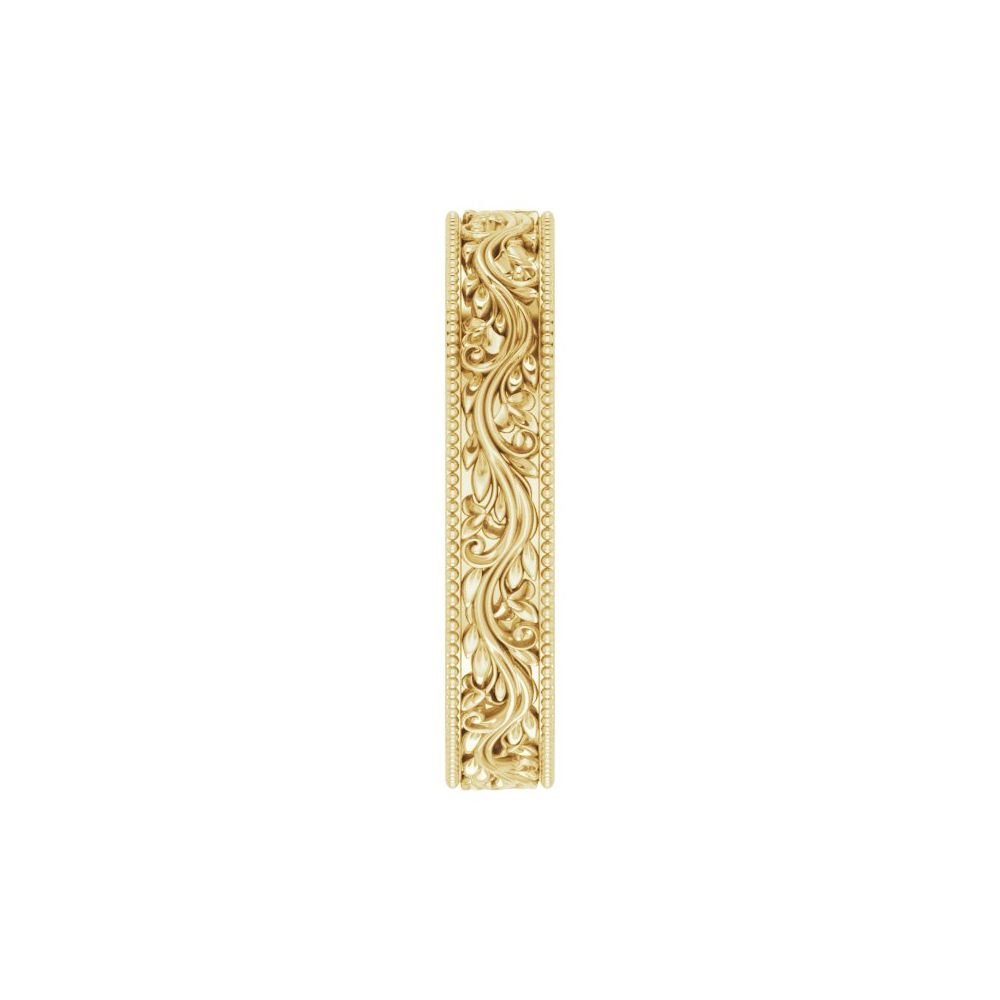 Sculptural Floral Milgrain Wedding Band - Balacia
