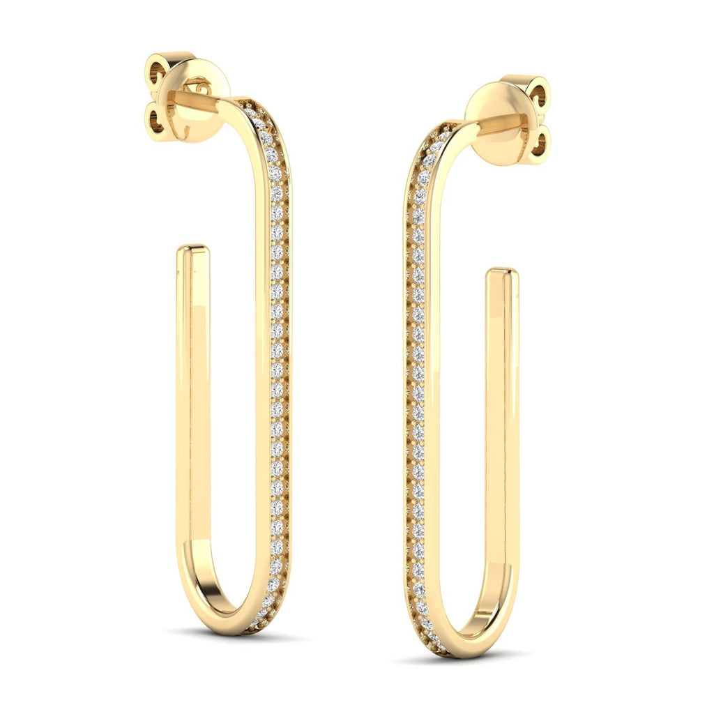 Sleek Elongated Diamond Hoop Earrings - Balacia