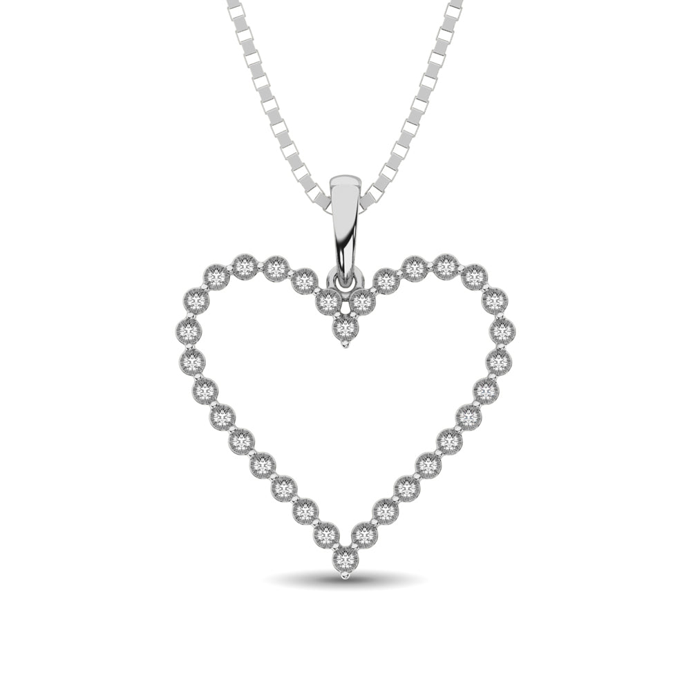 Sterling Silver 1/10 CT.TW. Diamond Heart Pendant - Balacia