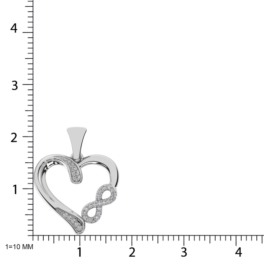 Sterling Silver 1/10 CTW Diamond Heart Pendant - Balacia