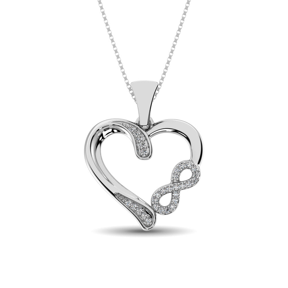Sterling Silver 1/10 CTW Diamond Heart Pendant - Balacia
