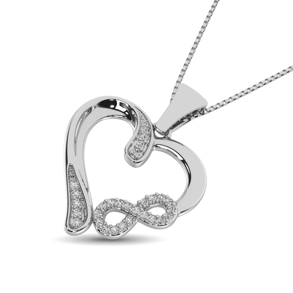 Sterling Silver 1/10 CTW Diamond Heart Pendant - Balacia