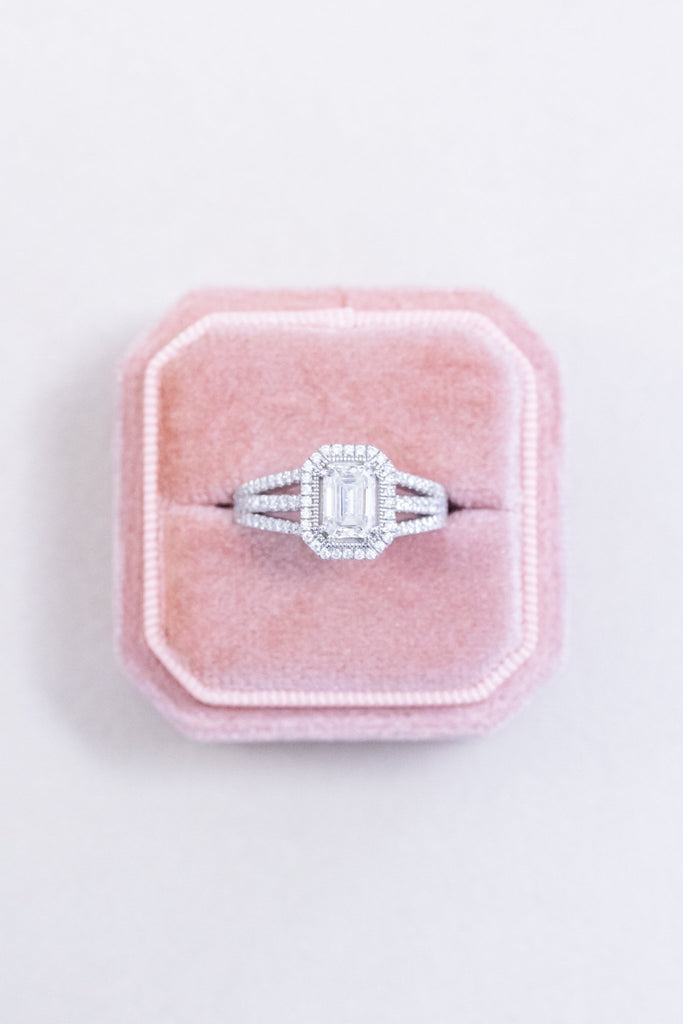The Emerald Cut Double Halo Moissanite Engagement Ring - Balacia