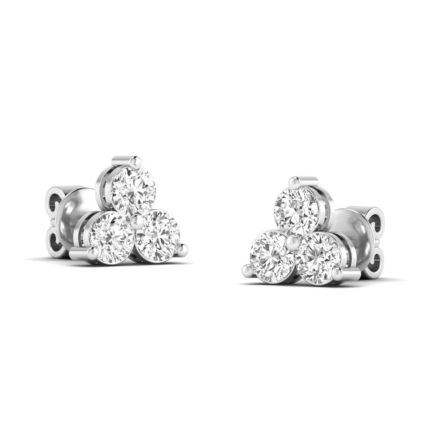The Trinity Round Diamond Stud Earrings - Balacia