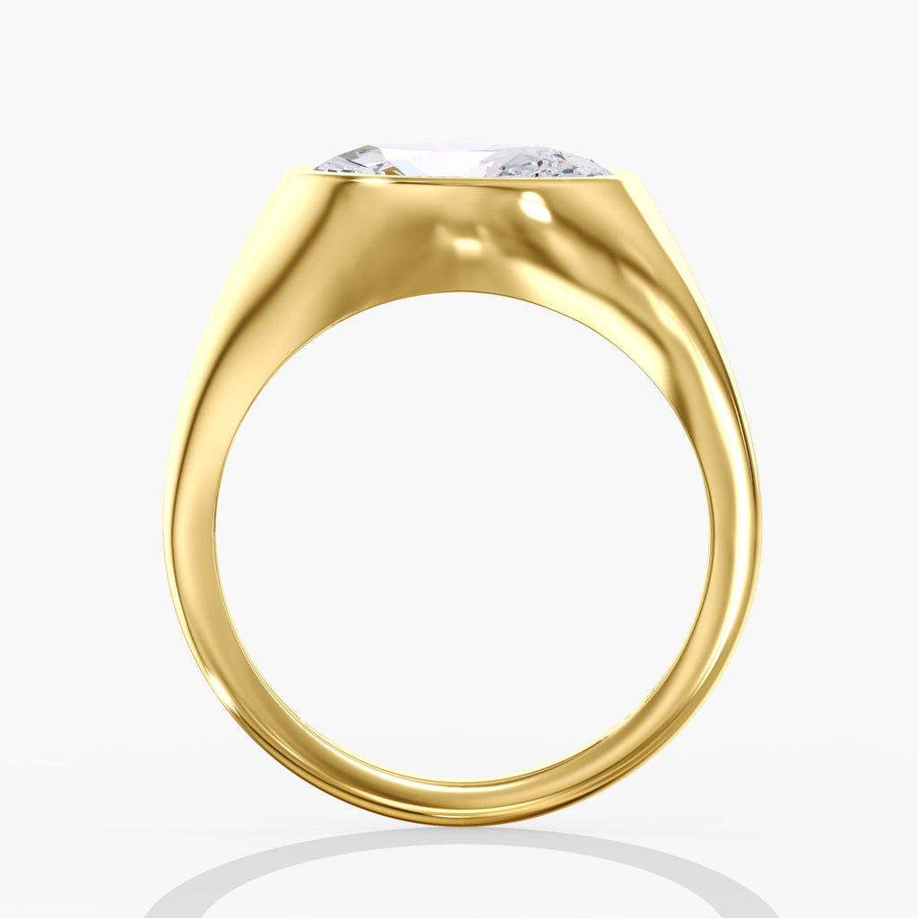 Yellow Gold Tilted East West Chunky Bezel Oval Ring Side View