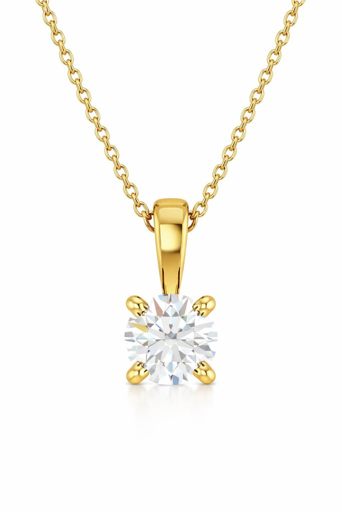Yellow Gold Solitaire Diamond Necklace