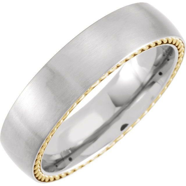 Titanium 6 mm Domed Band with Yellow Gold PVD Steel Rope Inlay - Balacia