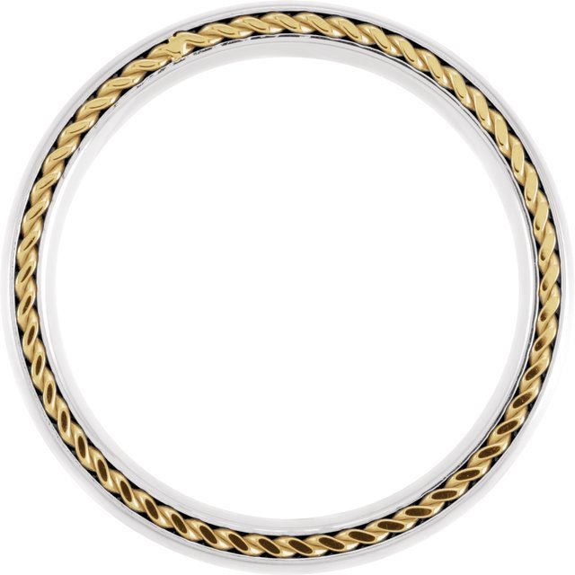 Titanium 6 mm Domed Band with Yellow Gold PVD Steel Rope Inlay - Balacia