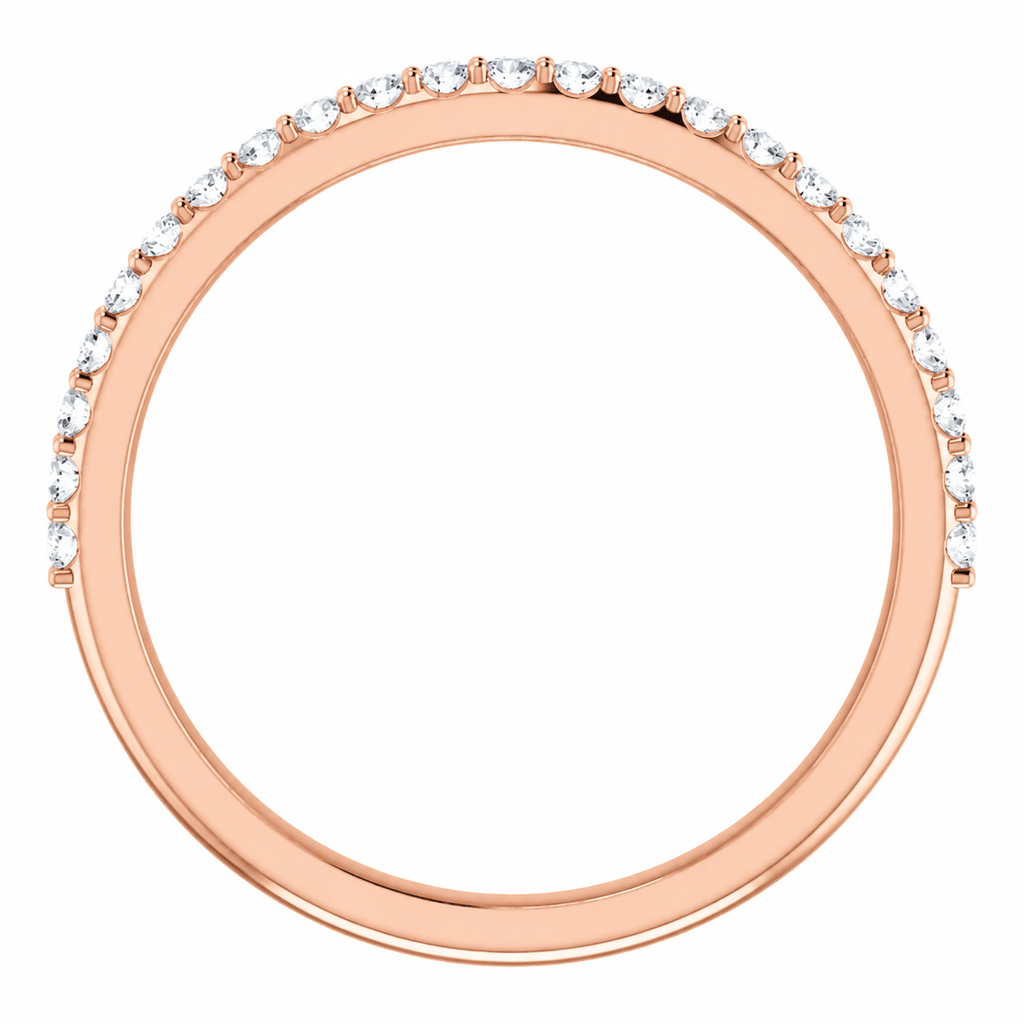 Traditional Diamond Wedding Band Side View - Rose Gold