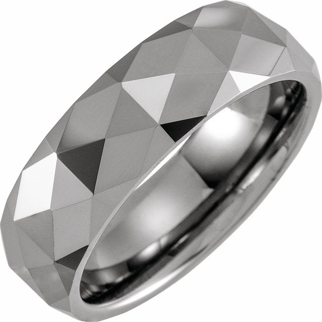 Tungsten 7 mm Faceted Band - Balacia