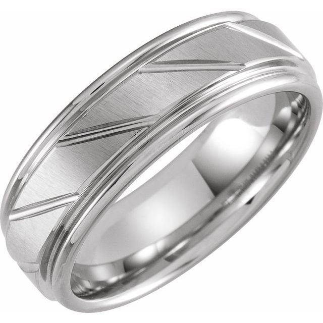 Tungsten 7 mm Grooved Band with Satin Finish - Balacia