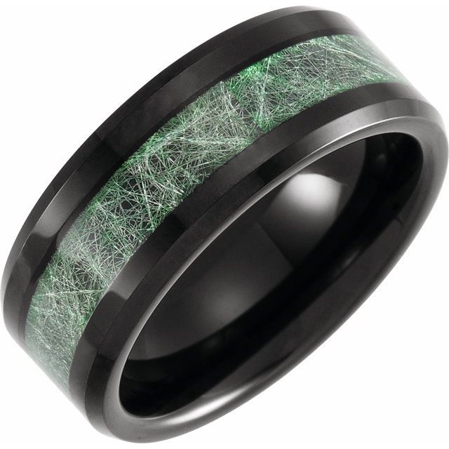 Tungsten 8 mm Beveled - Edge Band with Imitation Meteorite Inlay - Balacia