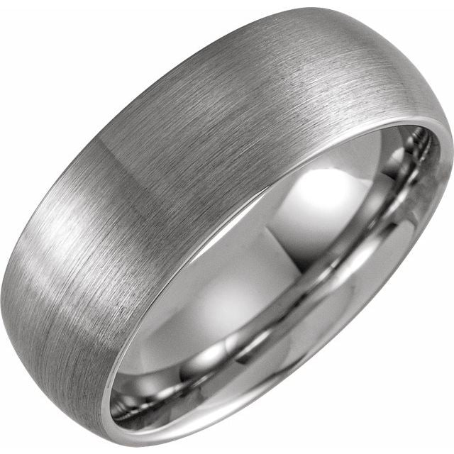 Tungsten 8 mm Domed Band Size 10 with Satin Finish - Balacia