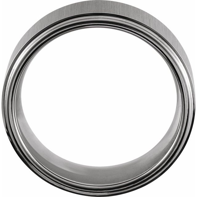 Tungsten 8 mm Rounded Edge Band with Stone Finish - Balacia