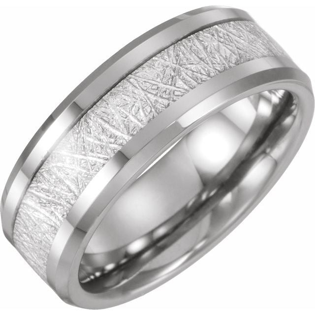 Tungsten Band with Imitation Meteorite Inlay - Balacia