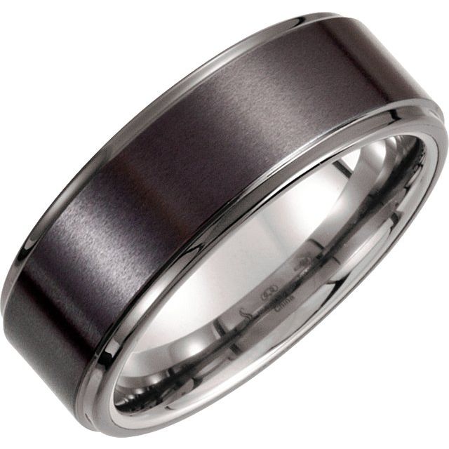 Tungsten & Ceramic Couture® 8 mm Ridged Band - Balacia