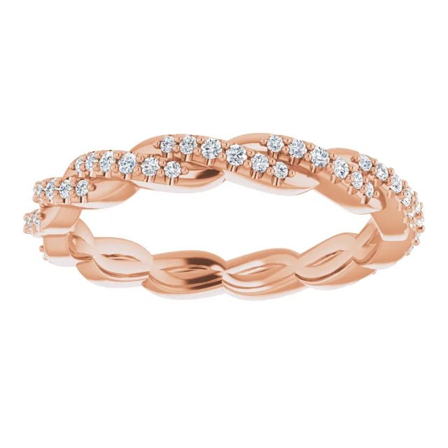 Rose Gold Twist Full Eternity Band Top View