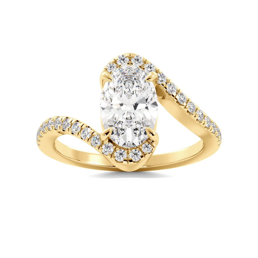 Gold Twisted Oval Elegant Engagement Ring