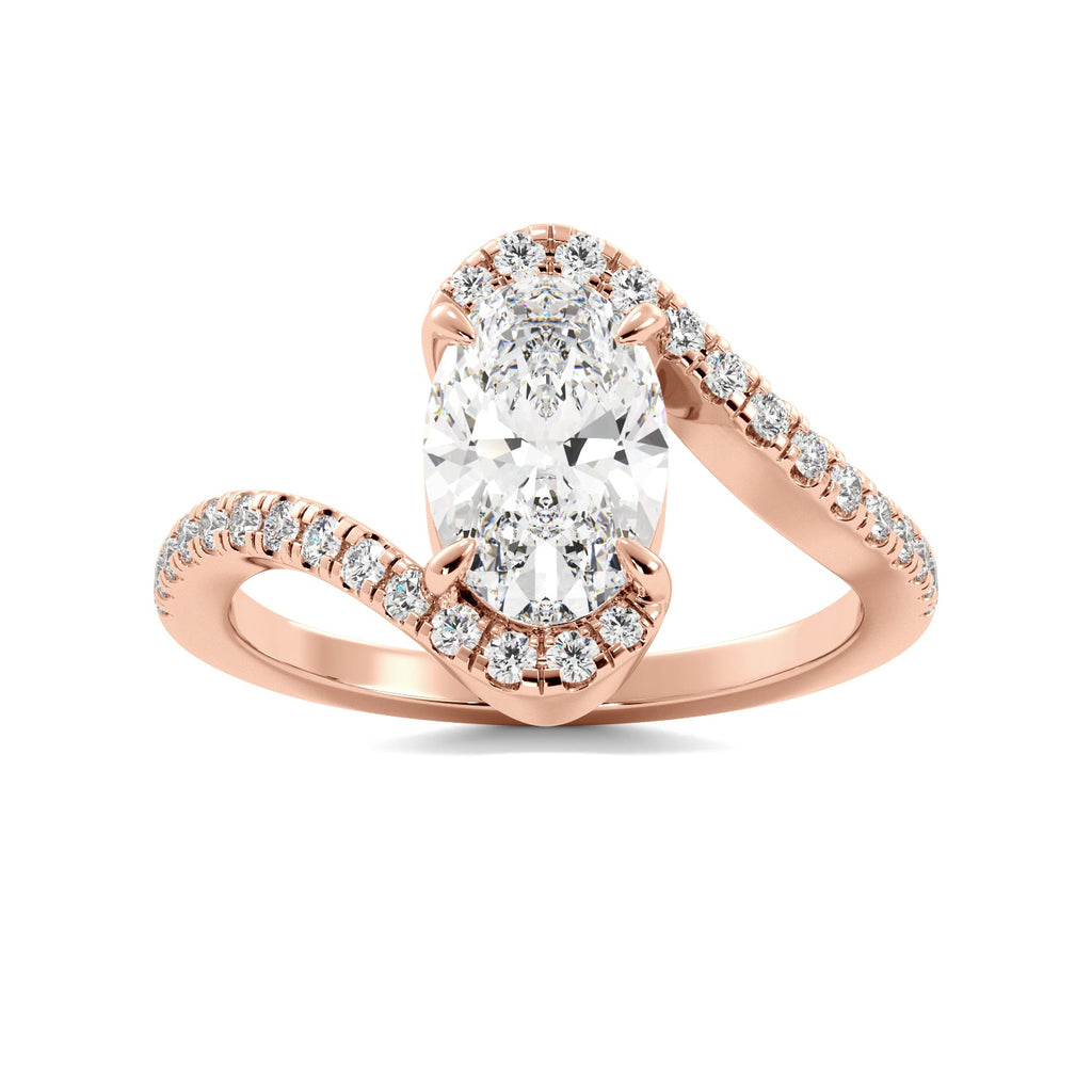 Rose Gold Twisted Oval Elegant Engagement Ring