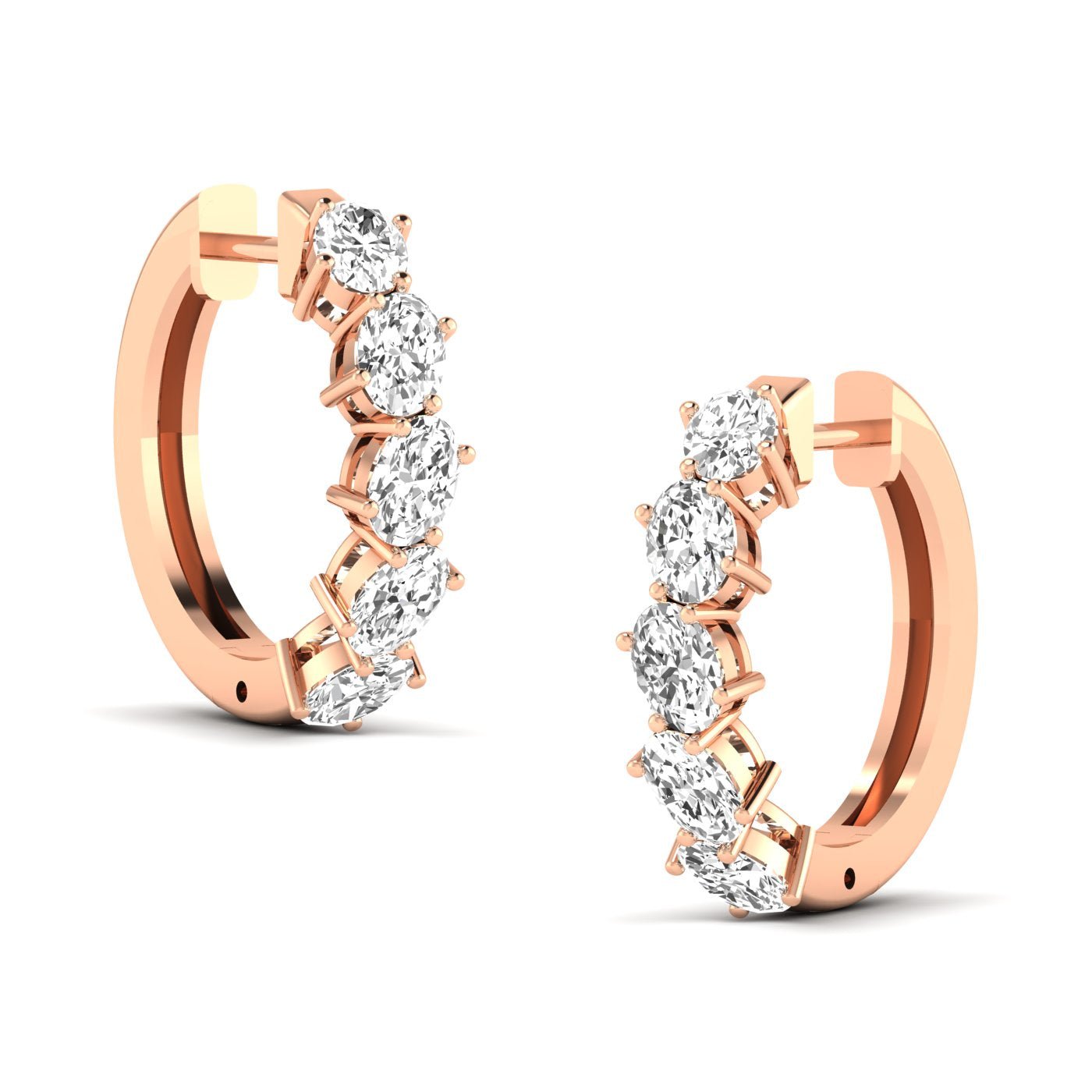 Unique Oval Diamond Hoop Earrings - Balacia