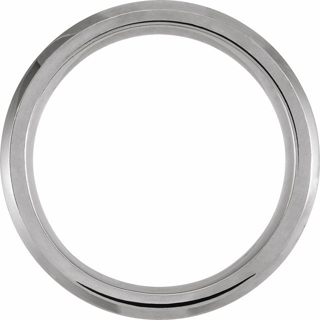 White PVD Tungsten 8 mm Beveled - Edge Band Size 10 with Ice Finish - Balacia