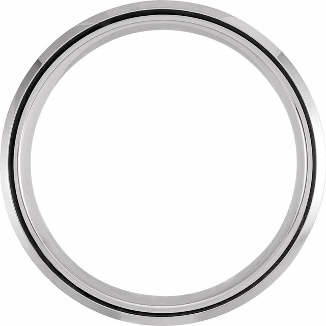 White PVD Tungsten 8 mm Grooved Beveled - Edge Band with Matte Finish - Balacia