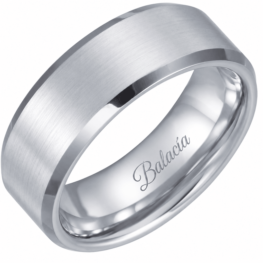 white silver tungsten mens band ring