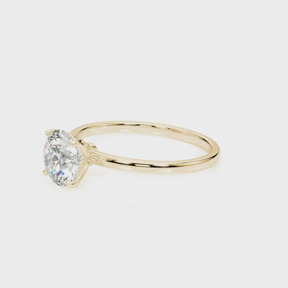Estepona Round Petal Prongs Solitaire Engagement Ring
