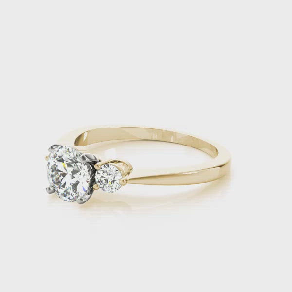 Jaza Round Three Stone Diamond Engagement Ring