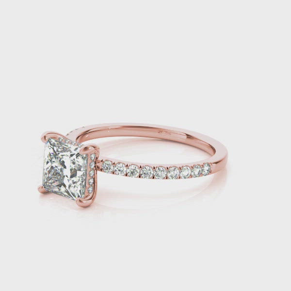 Everly Princess Cut Hidden Halo Engagement Ring