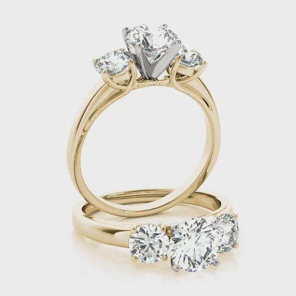 Bloom Round Three Stone Solitaire Engagement Ring