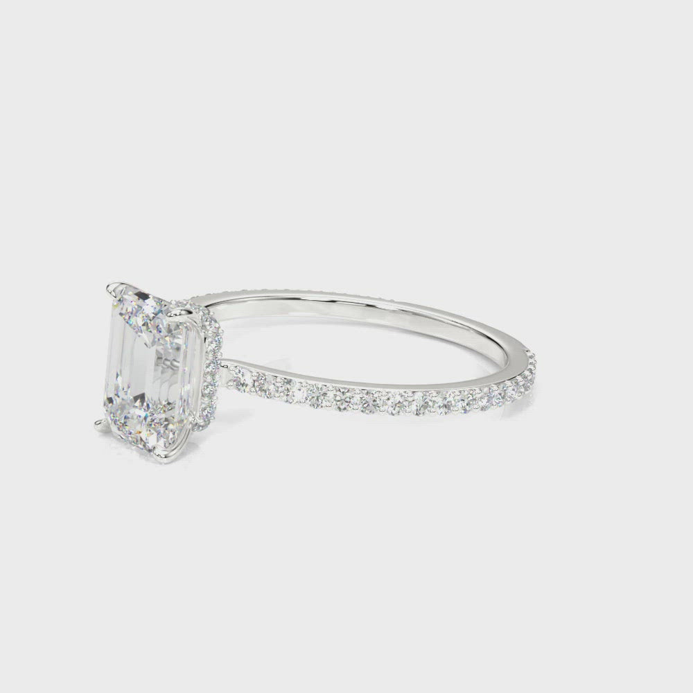 Phoenix Emerald Cut Hidden Halo Engagement Ring