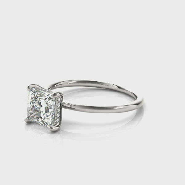 Houston Princess Cut Hidden Halo Solitaire Engagement Ring