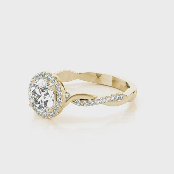 Kai Round Diamond Halo Twist Engagement Ring