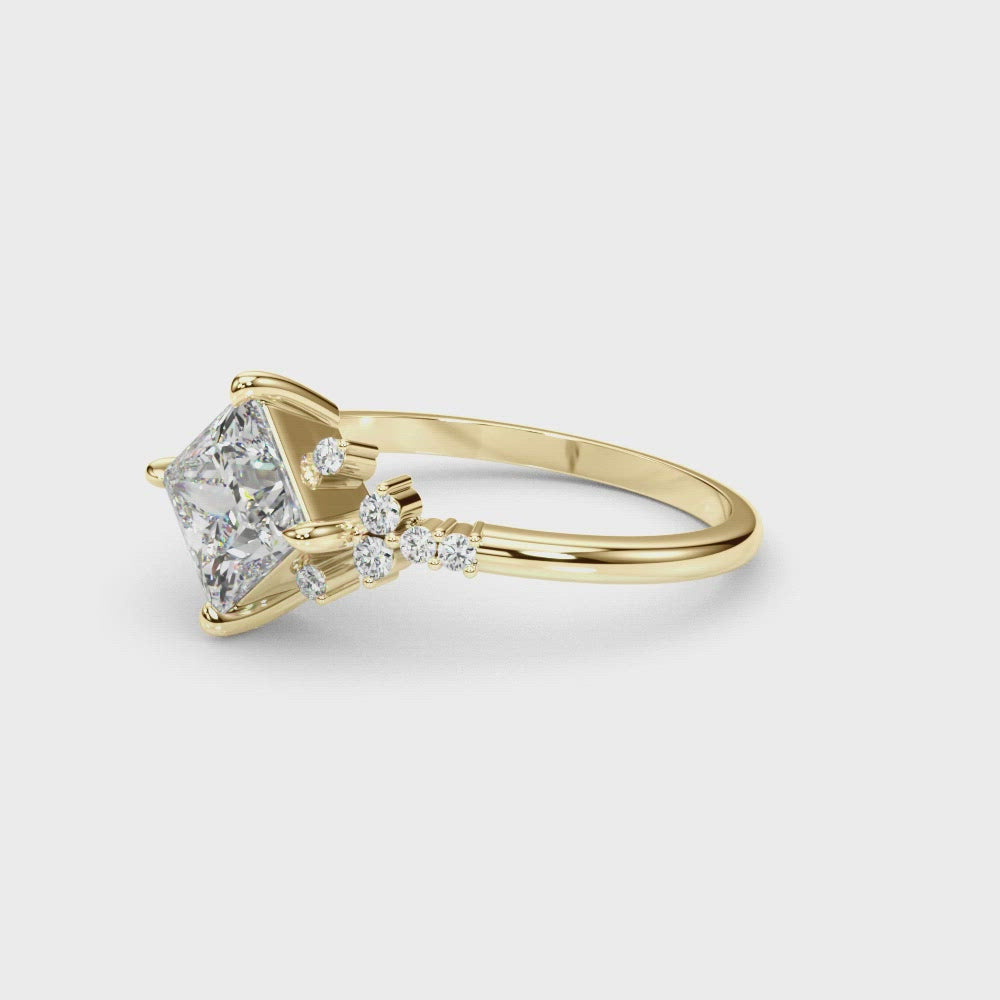 Venezuela East West Princess Cut Diamond Engagement Ring