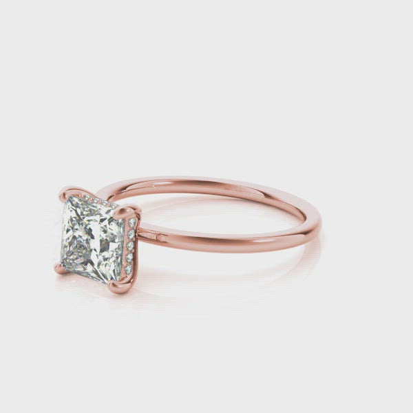 Houston Princess Cut Hidden Halo Solitaire Engagement Ring