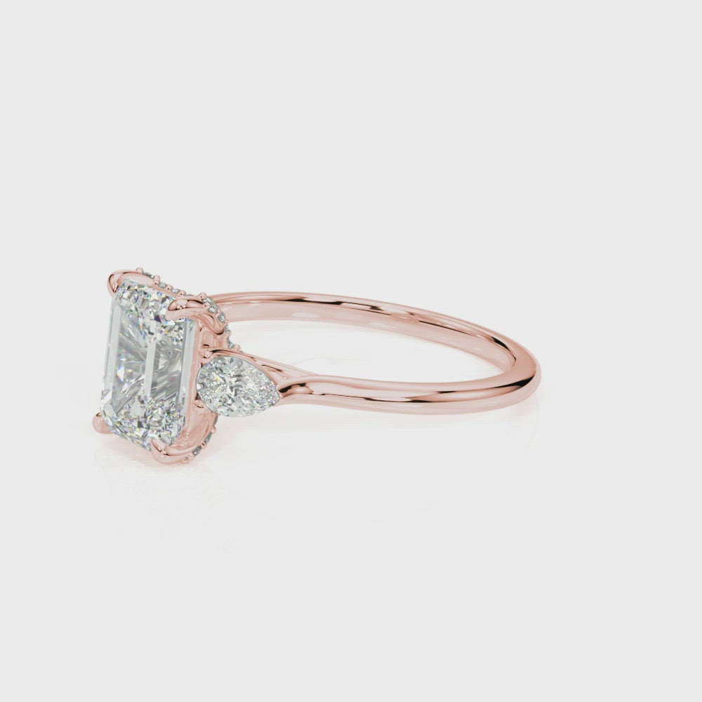 Marbella Emerald Cut with Pear Sides Diamond Engagement Ring
