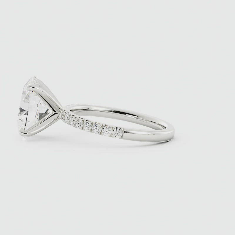 Oval Moissanite Pave Engagement Ring