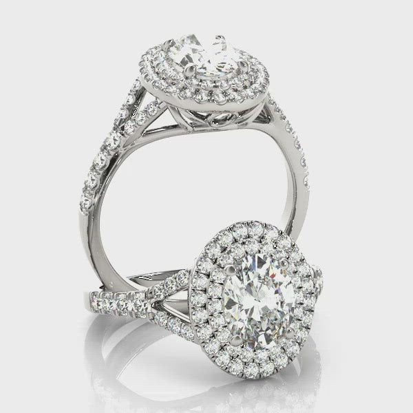 Tiara Oval Double Halo Engagement Ring